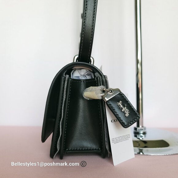 COACH Bandit Luxe Refined Smooth Calf Leather Small Crossbody Bag- Black color ⭐ - Picture 7 of 16